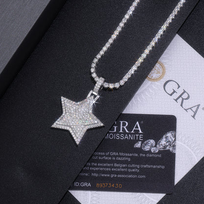 Moissanite Star Pendant in Full Pave (Charm) - La Pretti