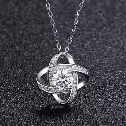 Love Knots Moissanite Pendant Necklace in 18K Gold Plated Sterling Silver (1ct. ) - La Pretti