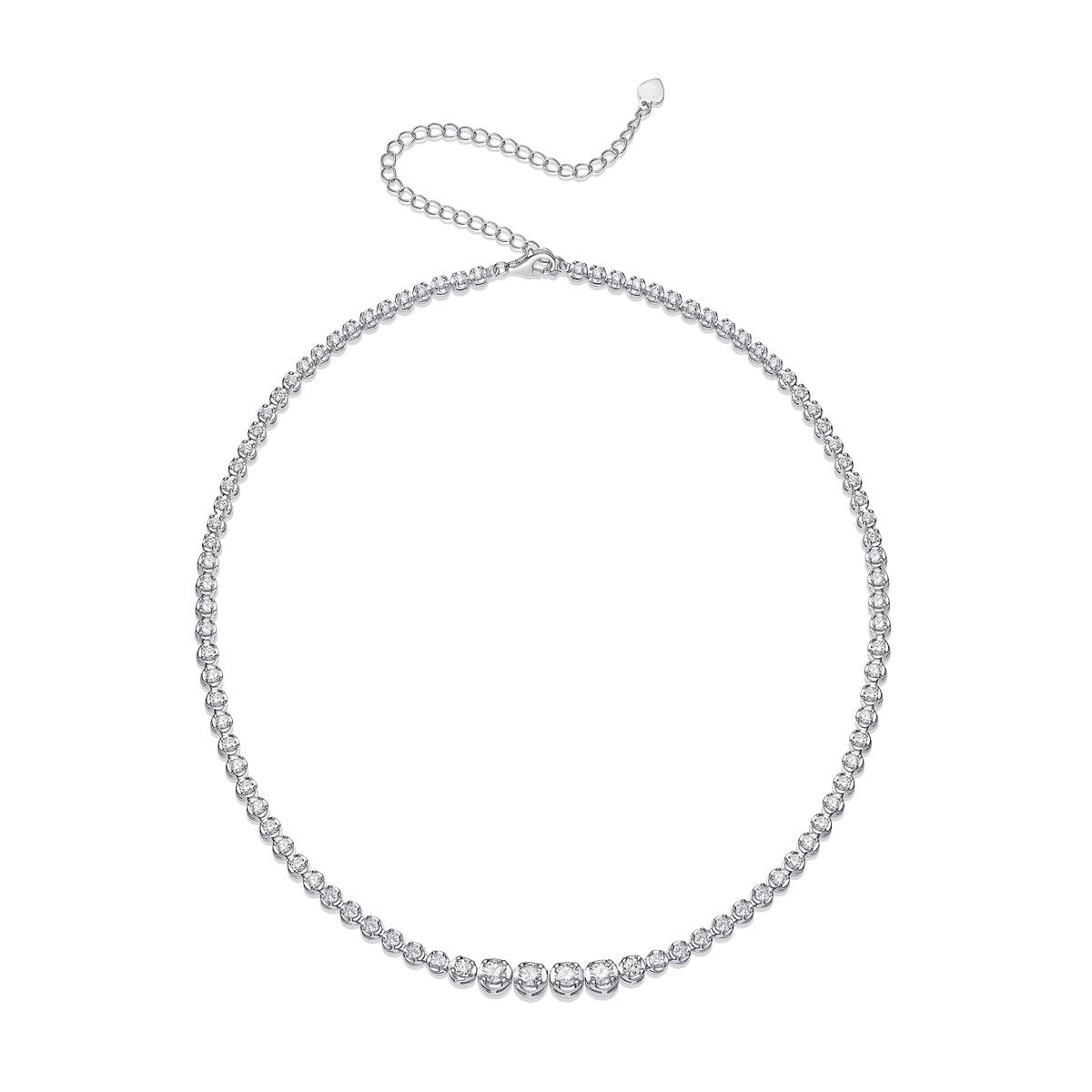 Reviera Moissanite Graduated Tennis Necklace Choker - La Pretti