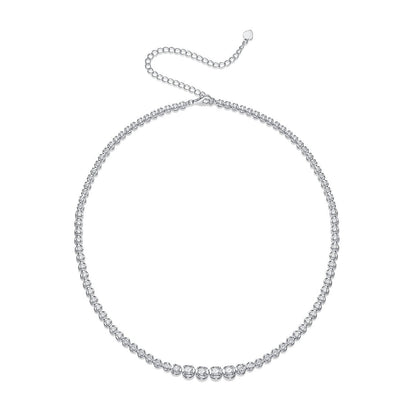 Reviera Moissanite Graduated Tennis Necklace Choker - La Pretti