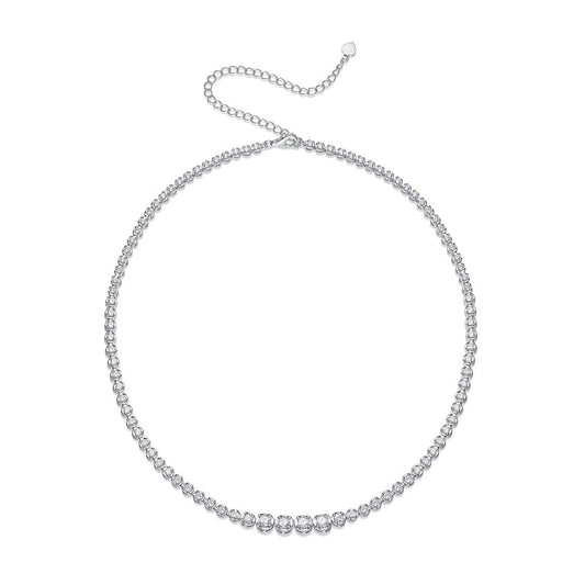 Reviera Moissanite Graduated Tennis Necklace Choker - La Pretti