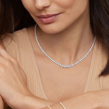 Reviera Moissanite Graduated Tennis Necklace Choker - La Pretti