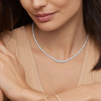 Reviera Moissanite Graduated Tennis Necklace Choker - La Pretti