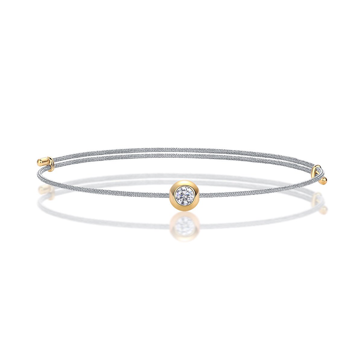 Moissanite Rope Chain Colorful Bracelet of Vermeil Bezel Focal Bead with Adjustable Sliding Knot - La Pretti