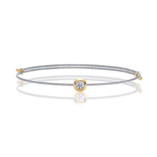Moissanite Rope Chain Colorful Bracelet of Vermeil Bezel Focal Bead with Adjustable Sliding Knot - La Pretti