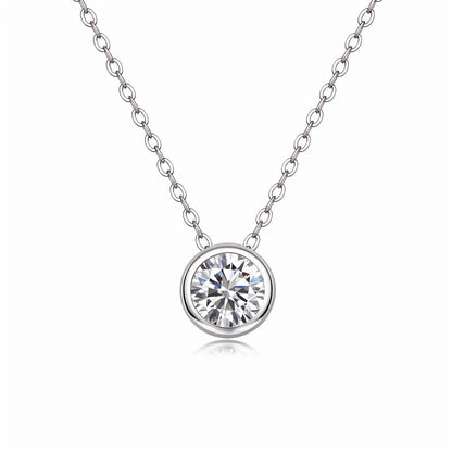 Moissanite Round Bezel Pendant Necklace (1ct. ) - La Pretti