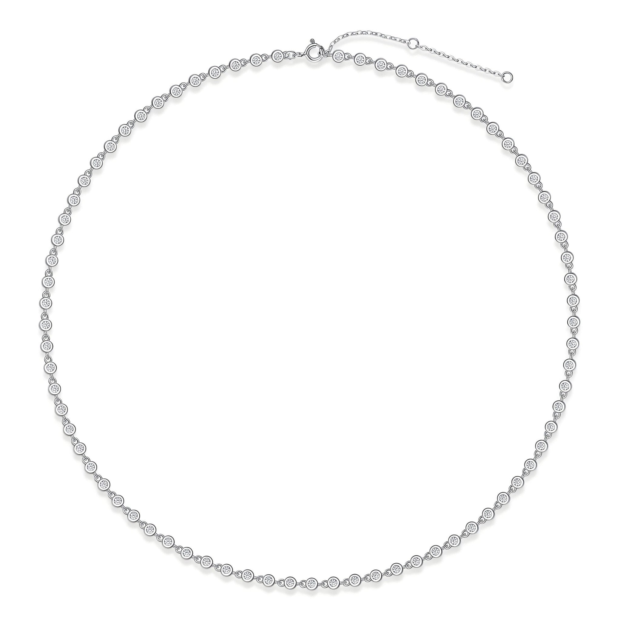 Station Moissanite Round Bezel Tennis Necklace - La Pretti