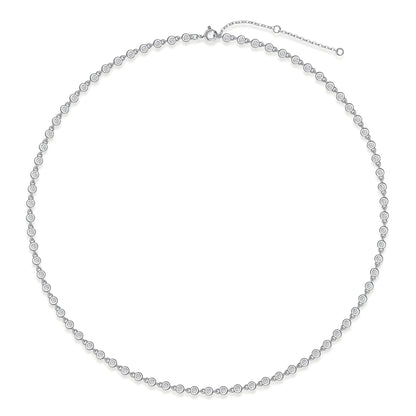 Station Moissanite Round Bezel Tennis Necklace - La Pretti