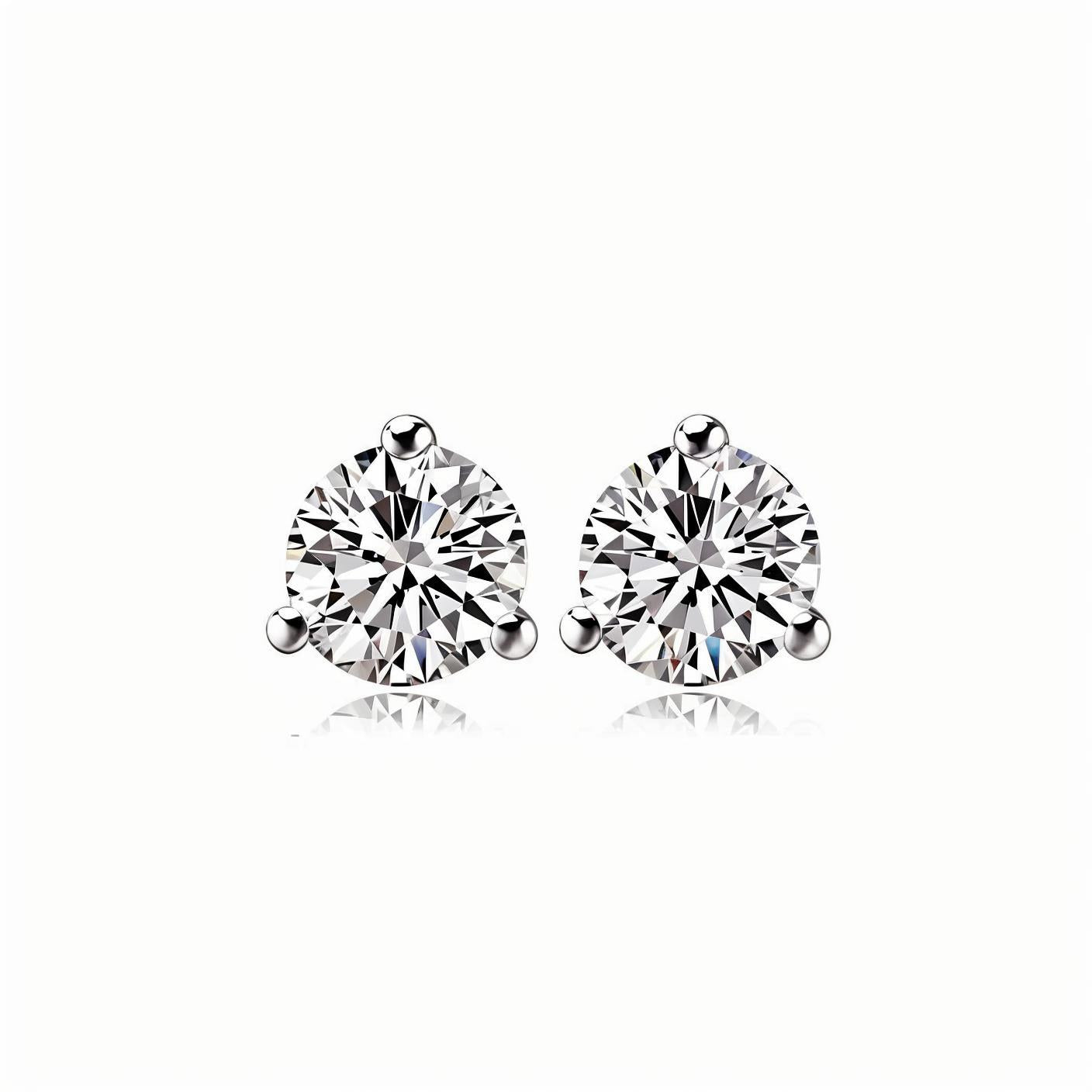 Round Moissanite Martini Stud Earrings in 18K White Gold Plated Sterling Silver (1ct. ) - La Pretti