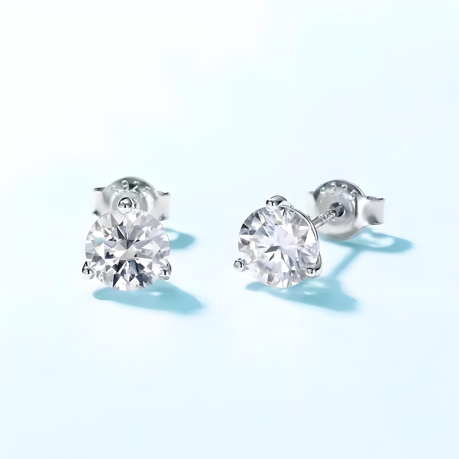 Round Moissanite Martini Stud Earrings in 18K White Gold Plated Sterling Silver (1ct. ) - La Pretti