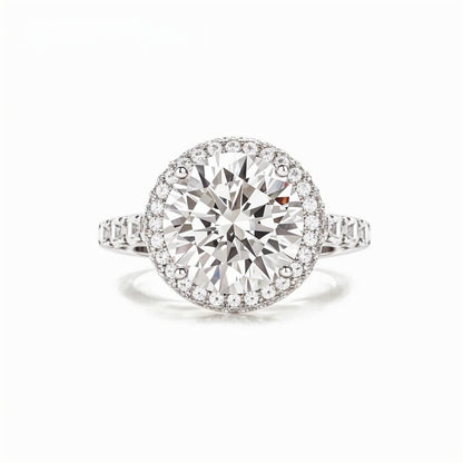 Round Moissanite Halo Engagement Ring in Pave Setting (5ct. ) - La Pretti