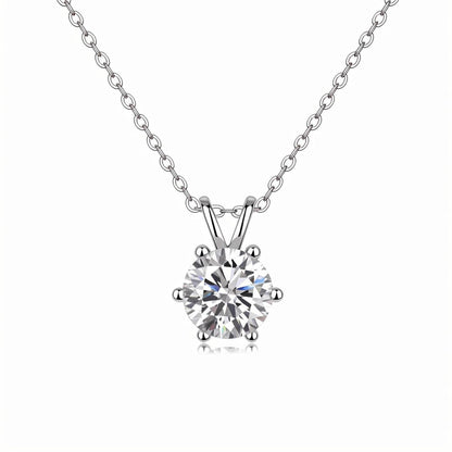 Round Moissanite Solitaire Pendant Necklace in 6 Prongs with Enhancer Bail (2ct. ) - La Pretti
