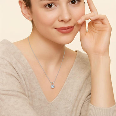 Round Moissanite Solitaire Pendant Necklace in 6 Prongs with Enhancer Bail (2ct. ) - La Pretti