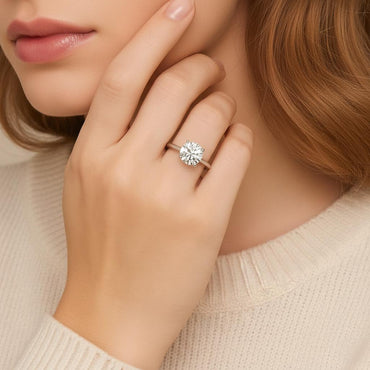 Round Moissanite Solitaire Engagement Ring in 4 Prongs (1ct. ) - La Pretti
