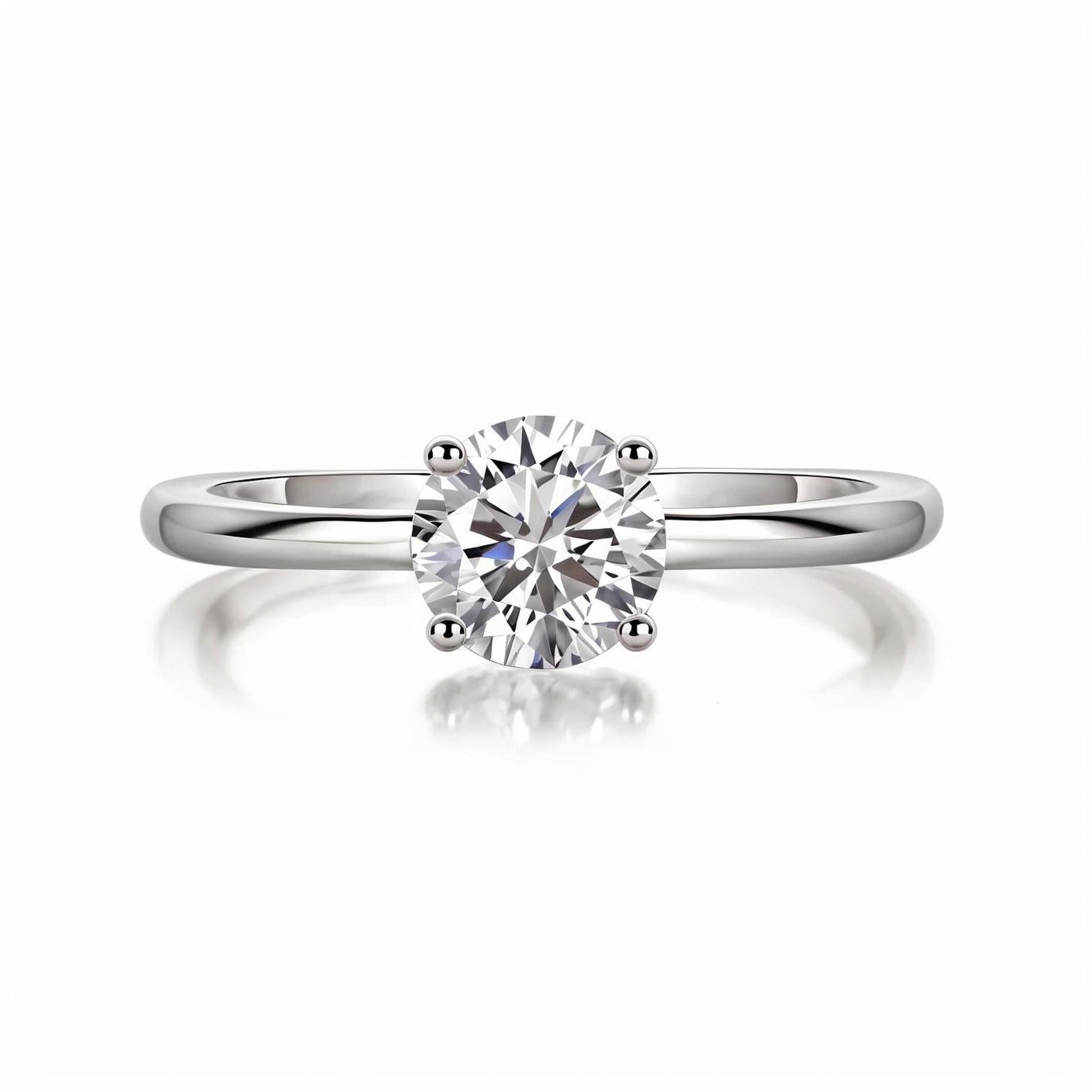 Round Moissanite Solitaire Engagement Ring in 4 Prongs (1ct. ) - La Pretti