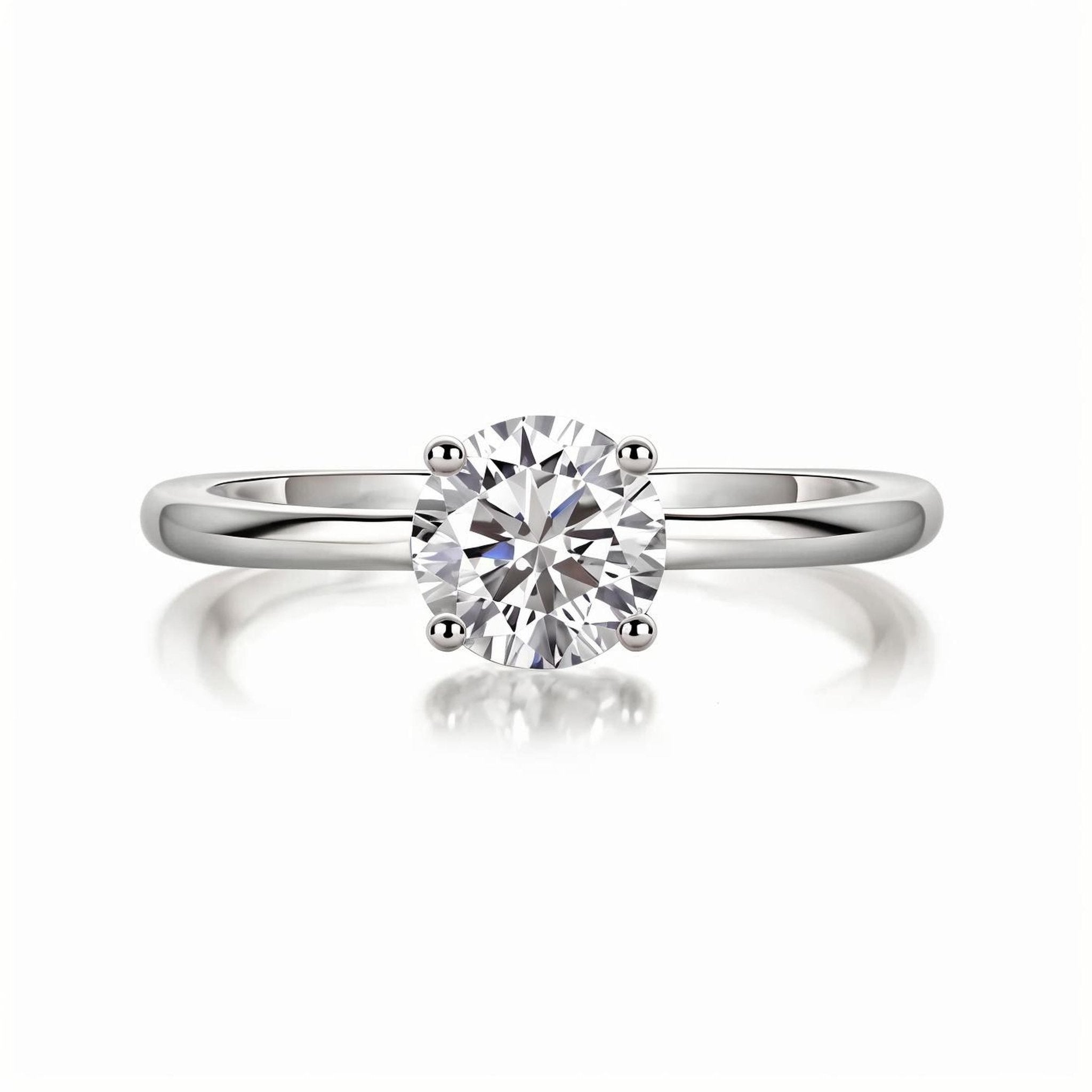 Round Moissanite Solitaire Engagement Ring in 4 Prongs (1ct. ) - La Pretti