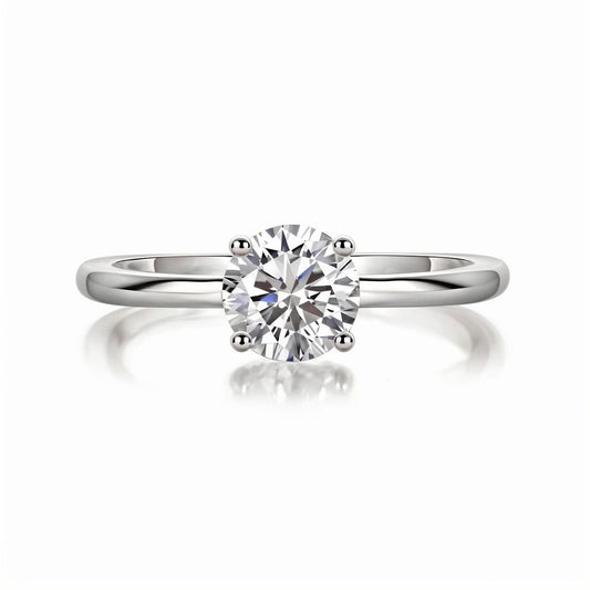 Round Moissanite Solitaire Engagement Ring in 4 Prongs (1ct. ) - La Pretti