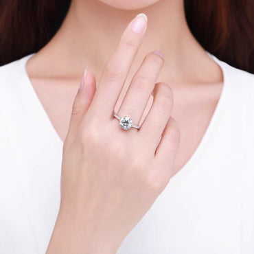 Round Moissanite Solitaire Engagement Ring in Pave Setting (1 - 4ct. ) - La Pretti