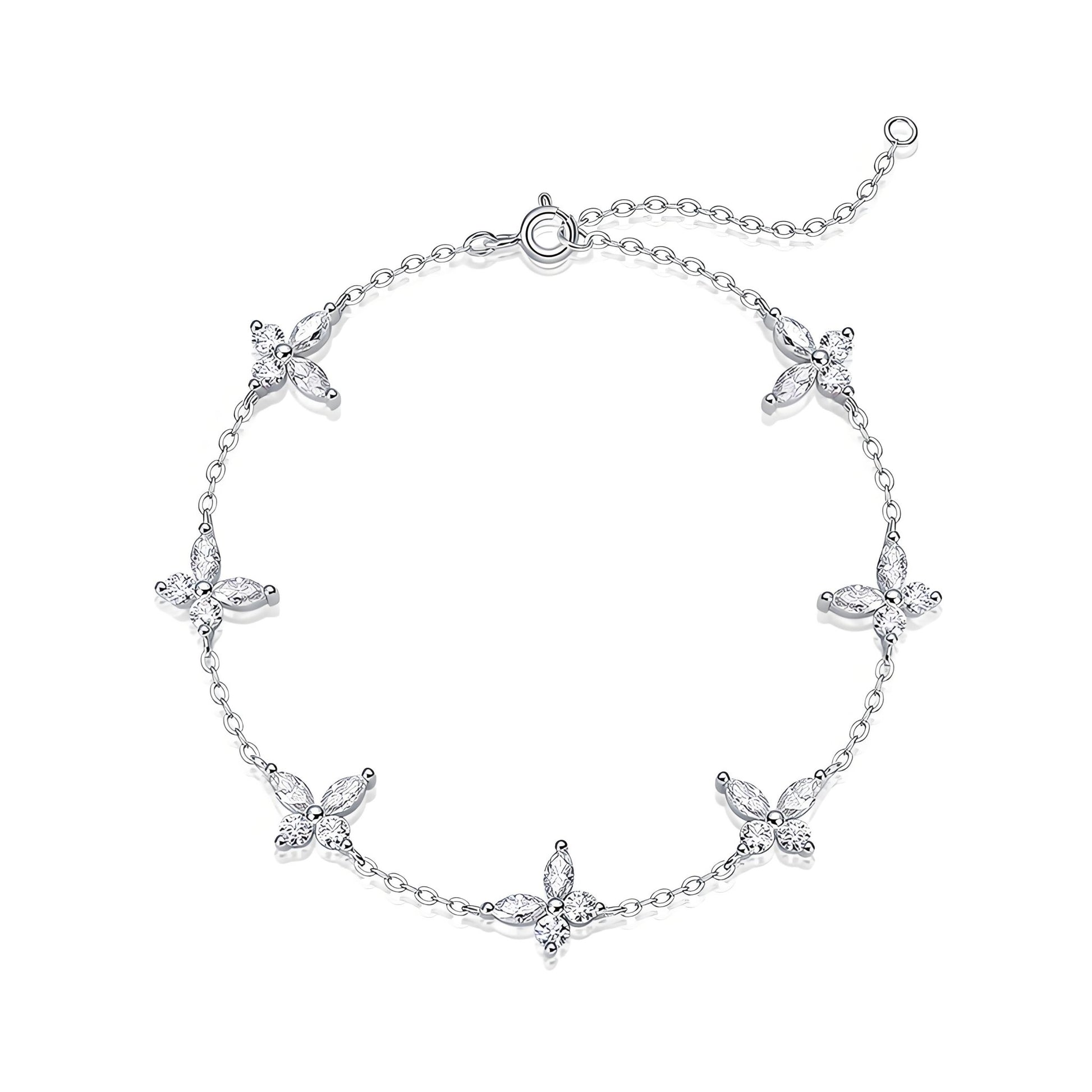 Moissanite Station Bracelet of Butterfly with Spring Ring Clasp - La Pretti