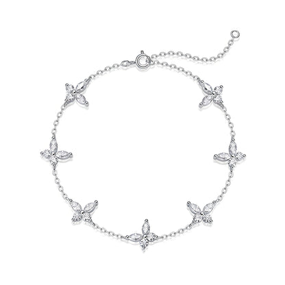 Moissanite Station Bracelet of Butterfly with Spring Ring Clasp - La Pretti