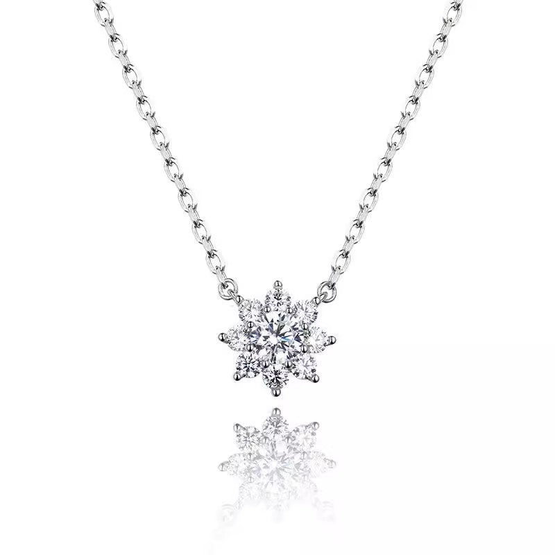 Cluster Moissanite Sunflower Pendant Necklace (0.5ct. ) - La Pretti