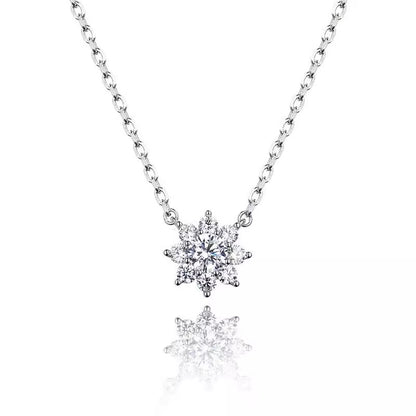 Cluster Moissanite Sunflower Pendant Necklace (0.5ct. ) - La Pretti