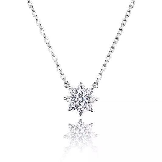 Cluster Moissanite Sunflower Pendant Necklace (0.5ct. ) - La Pretti