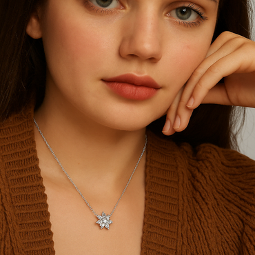 Cluster Moissanite Sunflower Pendant Necklace (0.5ct. ) - La Pretti