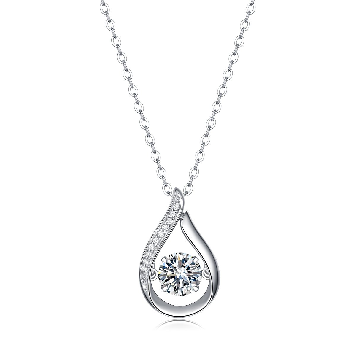 Teardrop Dancing Stone Moissanite Waterdrop Pendant Necklace (1ct. ) - La Pretti