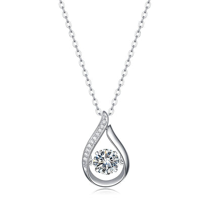 Teardrop Dancing Stone Moissanite Waterdrop Pendant Necklace (1ct. ) - La Pretti