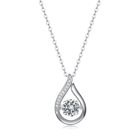 Teardrop Dancing Stone Moissanite Waterdrop Pendant Necklace (1ct. ) - La Pretti