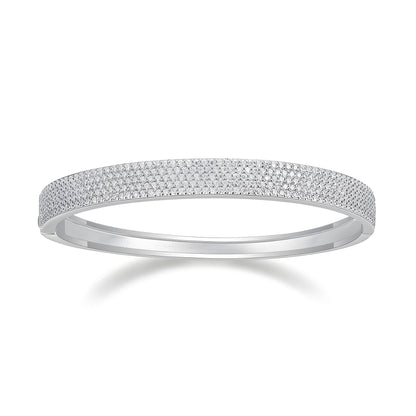 Moissanite Tennis Bangle in Four Row Micro Pave Setting - La Pretti