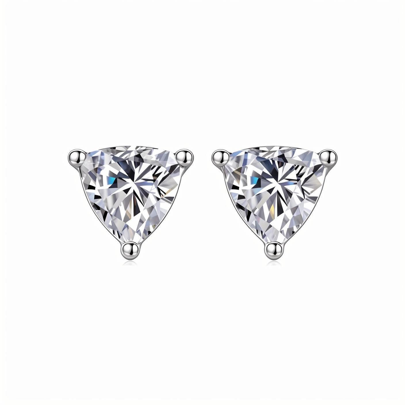 Trillion Cut Moissanite Stud Earrings in 18K Gold Plated Sterling Silver - La Pretti