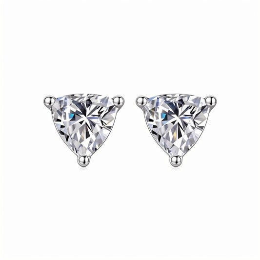 Trillion Cut Moissanite Stud Earrings in 18K Gold Plated Sterling Silver - La Pretti
