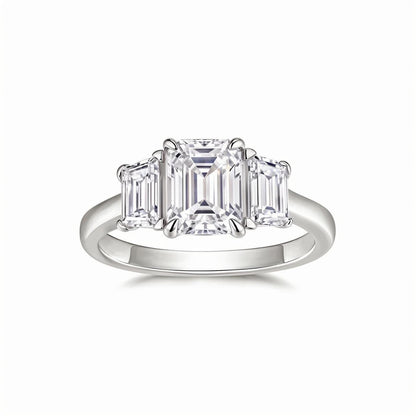 Trilogy Emerald Cut Moissanite Three Stone Engagement Ring (2ct. ) - La Pretti