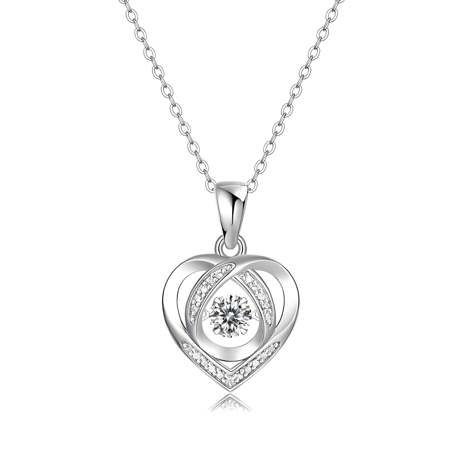 Dancing Stone Moissanite Twisted Heart Pendant Necklace (0.5ct. ) - La Pretti