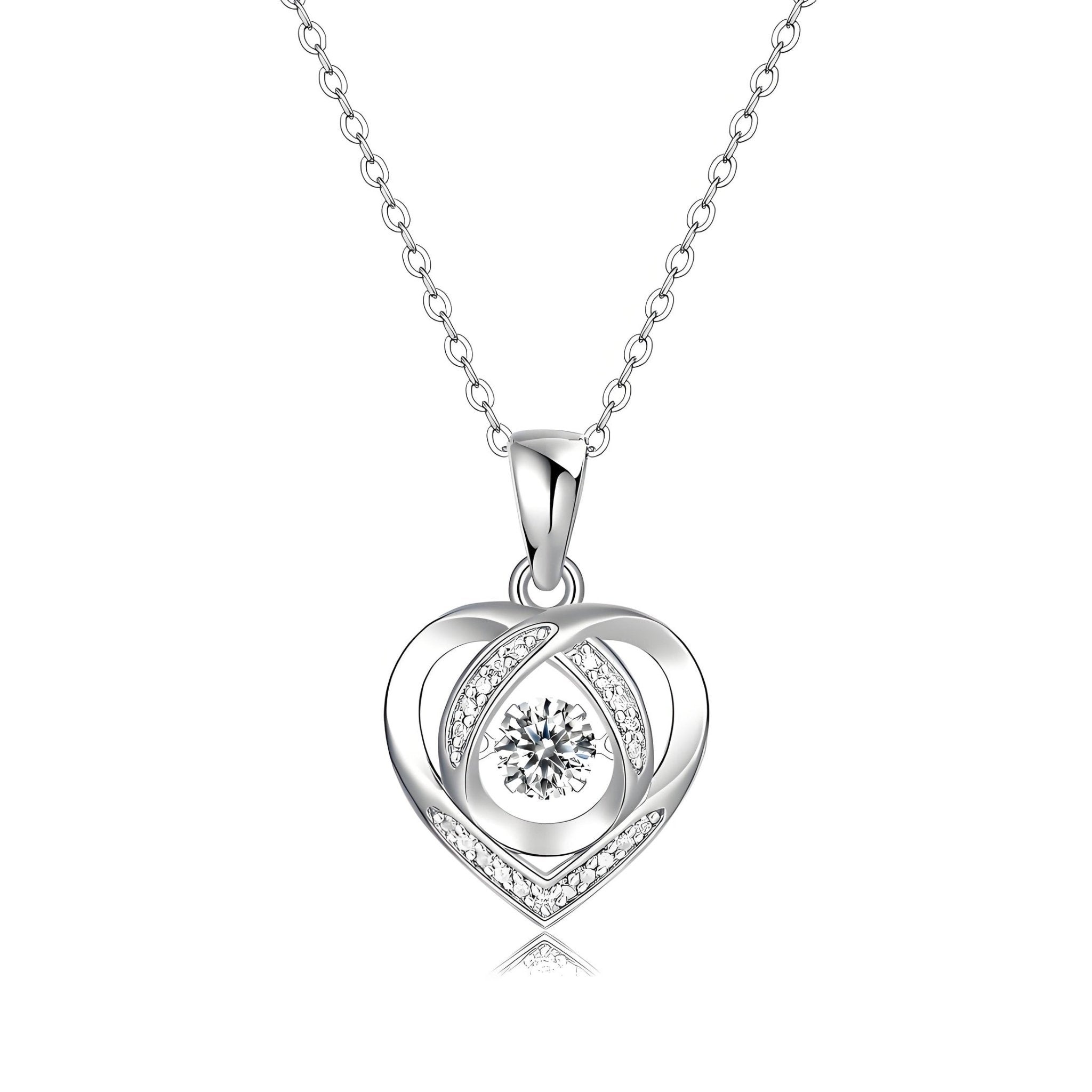 Dancing Stone Moissanite Twisted Heart Pendant Necklace (0.5ct. ) - La Pretti
