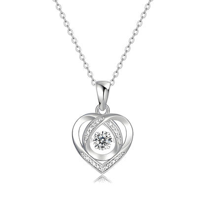 Dancing Stone Moissanite Twisted Heart Pendant Necklace (0.5ct. ) - La Pretti