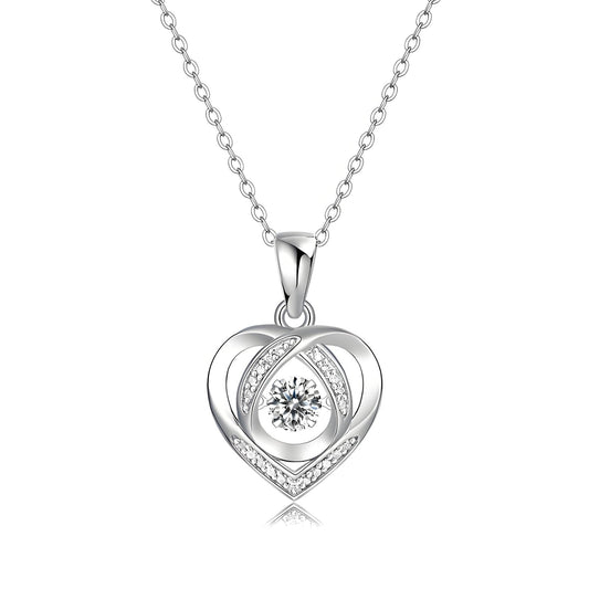 Dancing Stone Moissanite Twisted Heart Pendant Necklace (0.5ct. ) - La Pretti