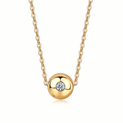 Golden Ball of Moissanite Pendant Necklace (0.1ct. ) - La Pretti