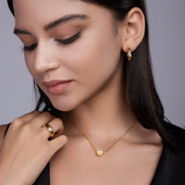 Golden Ball of Moissanite Pendant Necklace (0.1ct. ) - La Pretti