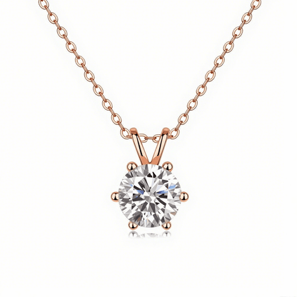 Round Moissanite Solitaire Pendant Necklace in 6 Prongs with Enhancer Bail (2ct. ) - La Pretti