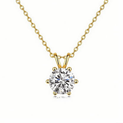 Round Moissanite Solitaire Pendant Necklace in 6 Prongs with Enhancer Bail (2ct. ) - La Pretti