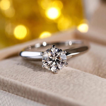 Round Moissanite Solitaire Engagement Ring in 6 Prongs (1 - 5ct. ) - La Pretti