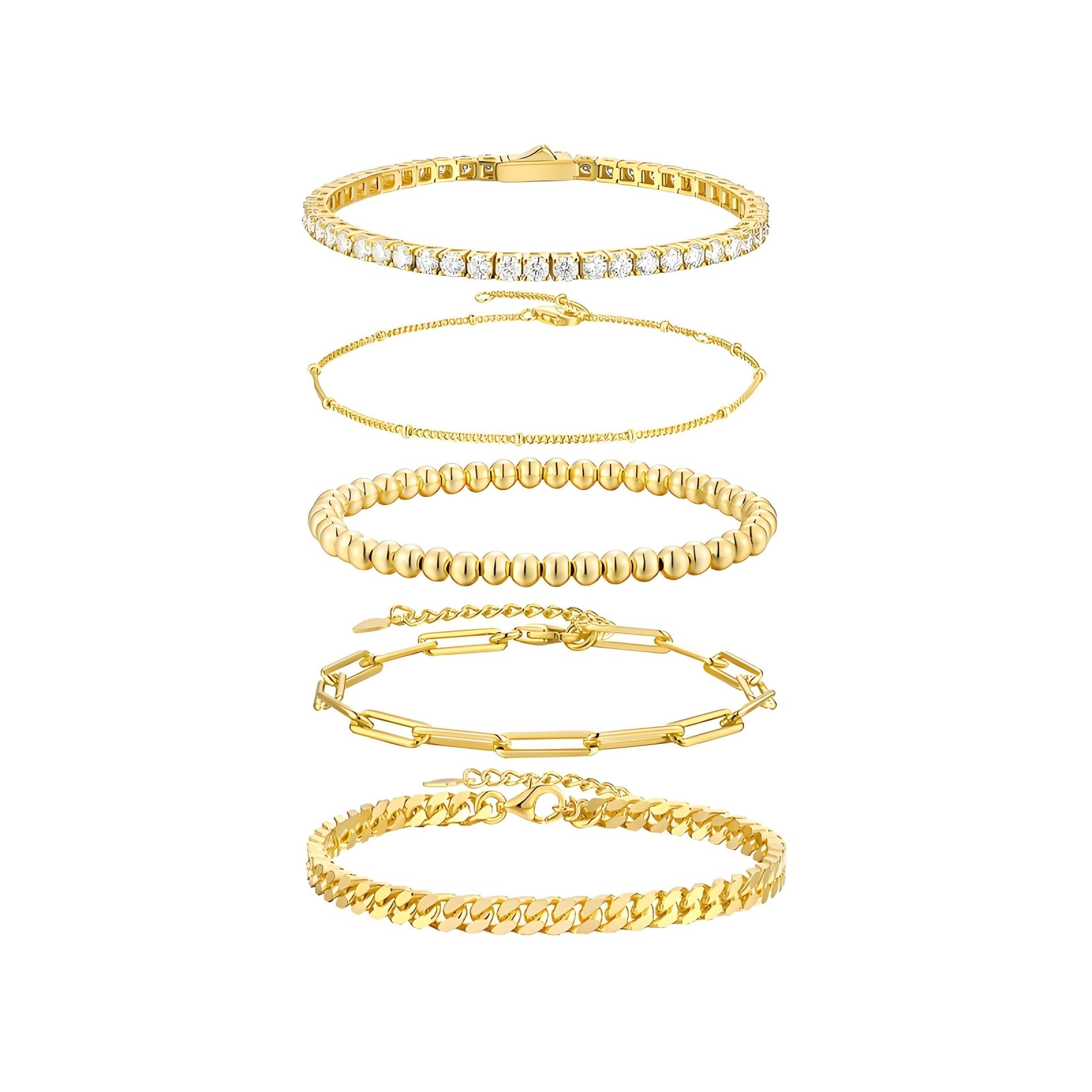 Moissniate Golden Tennis Bracelet in 5 Pieces a Set - La Pretti