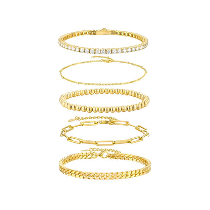 Moissniate Golden Tennis Bracelet in 5 Pieces a Set - La Pretti