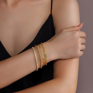 Moissniate Golden Tennis Bracelet in 5 Pieces a Set - La Pretti