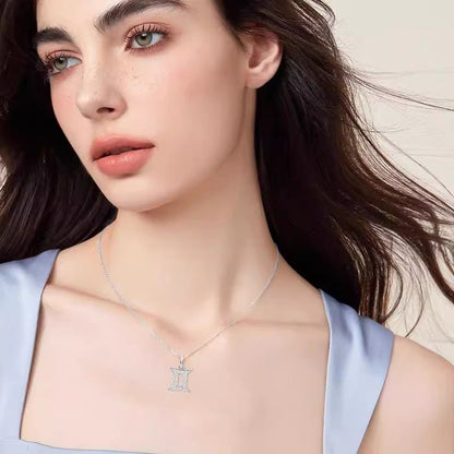 Zodiac Customized Moissanite Pendant Necklace of 'Capricorn' in Channel Pave Setting - La Pretti