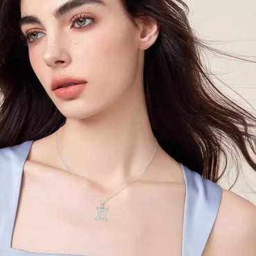 Zodiac Customized Moissanite Pendant Necklace of 'Virgo' in Channel Pave Setting - La Pretti