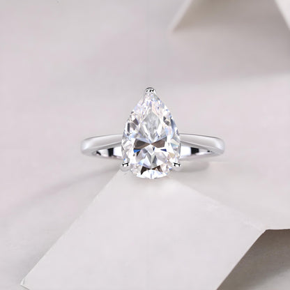 Pear Shaped Moissanite Solitaire Engagement Ring (2.5ct. ) - La Pretti